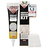 Ispar Joint Carrelage Blanc (250g)   Réparation de Joint Salle de Bain, Coulis et Mortier de Finition Étanche   Avec Spatule