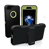 iPhone 7 Plus Case, iPhone 8 Plus Case ToughBox [Armor Series] [Shockproof] [Black | Lime] for Apple iPhone 7/8 Plus Case [Screen Protector] [Holster & Belt Clip] [Fits OtterBox Defender Clip]