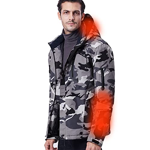 FQCD Chaqueta Térmica Eléctrica para Hombre con 3 Niveles De Temperatura, Calentador Corporal Térmico Impermeable Y A Prueba De Viento, Abrigo Calefactor con Capucha para Exteriores,C,L Cover