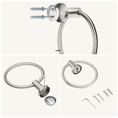 Forious Brushed Nickel Towel Ring, Sus304 Stainless Steel Hand Towel Holder For Bathroom Wall Mounted thumb #6