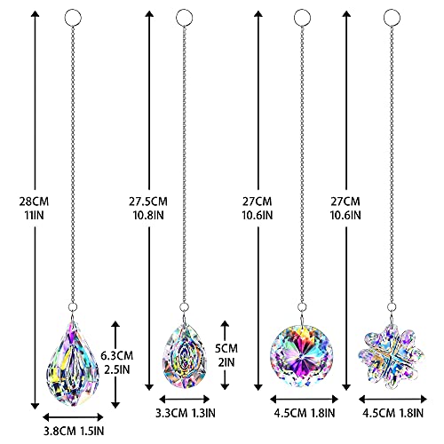 Image of 4pcs Prisms Crystal Suncatchers for Window Hanging Sun Catchers Indoor | Colorful,Rainbow Maker,Suncatcher With Crystals,for Home Garden Decor,Lamp Chandelier Prisms,Gift For Women,Light Catcher