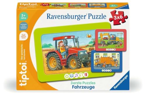 Ravensburger tiptoi Puzzle 00227-3 erste Puzzles: Fahrzeuge, niedliche Rahmenpuzzles für Kinder AB 2 Jahren