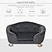 PawHut Haustiersofa Hundematte Hundebett Hundesofa Hundecouch Katzen Sofa mit Kissen Rückentasche Plüsch Schaumstoff Kiefernholz Dunkelgrau 70 x 47 x 30 cm