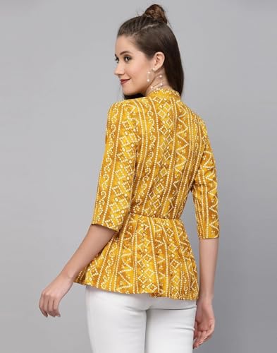 Image of Bollyclues Women's Crepe Bandhni Printed Peplum Top(BC-to)