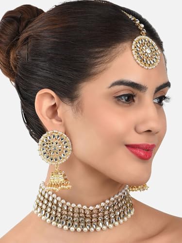 Juego de joyas Kundan para evitar alergias conjunto de latón 3