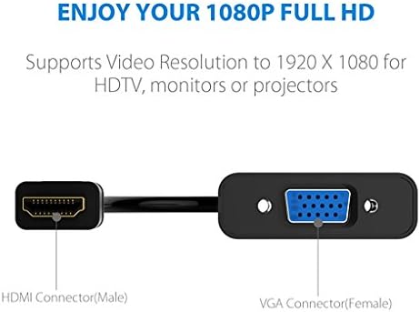 Chenduomi 1080P HDMI Male to vga Female converter cable video Adapter for Computer PC HDTV Desktop Laptop Monitor Project Chromebook Raspberry Pi Roku Xbox and More( Black) (HDMI to VGA)