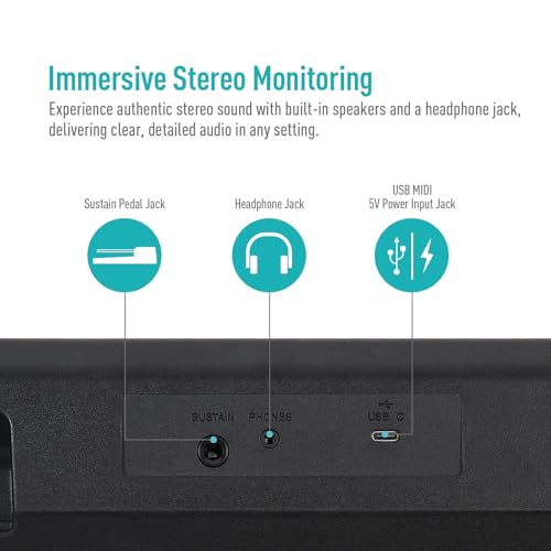 SONICAKE Piano numérique à 61 touches pour débutants Haut-parleurs Bluetooth intégrés, écouteurs, 300 sonorités, 300 rythmes et 80 démonstrations - Les Beatles, Paul McCartney, John Lennon, RIngo Starr, George Harrison SONICAKE Piano numérique à 61 touches pour débutants Haut-parleurs Bluetooth intégrés, écouteurs, 300 sonorités, 300 rythmes et 80 démonstrations – Image 5