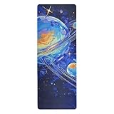 Blue Star Fantasy - Esterilla de yoga plegable para entrenamientos en el suelo impresa, goma natural antideslizante, con bolsa para ejercicio, 180 x 66 cm