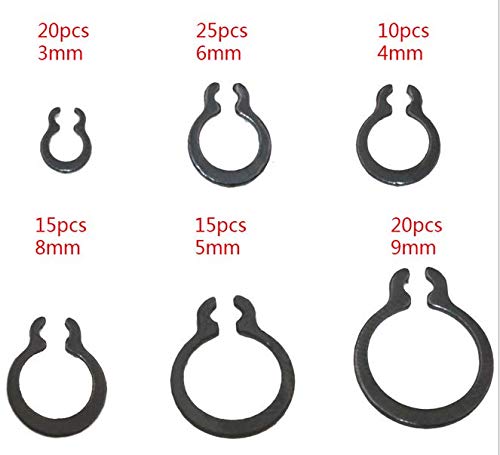 C-Clips Snap Ring Shop Assortment 300 Pieces C-Type Washers Internal & External Circlips Set Sump Plug Gaskets Oil Drain Retaining Ring with Box 18 Sizes 3-32mm