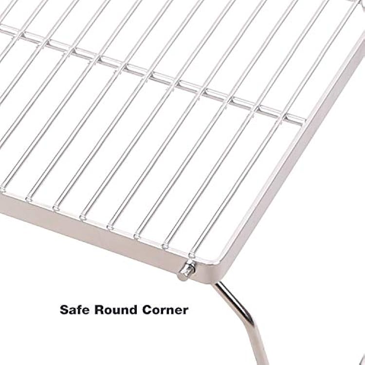 Campfire Grill Grate, 304 Stainless Steel Heavy Duty Folding Camping Grill Fire Pit Grate with Carrying Bag, Large
