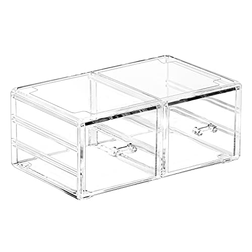 Cq アクリル 積み重ね可能 クリアプラスチックオーガナイザー 引き出し 化粧品や美容スキンケア製品を整理 化粧台やバスルームに 1個パック（Amazon）