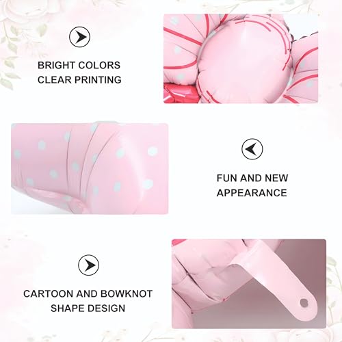 Image of 55 Pcs Set of Pastel pink and Hot pink balloons with pink Bow foil balloons for girls birthday celebration, home party decoration kit