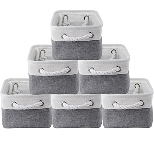 Dicunoy 6 Pack Storage Baskets For Organizing, Small Cloth Basket Bins With Handles, Empty Gift Baskets, Fabric Canvas Boxes For Classrooms, School, Shelves, Nursery, Closet, Toys, 12 X 8 X 5 Inch #TOP25