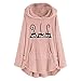 Moda da Donna Capispalla da Donna Top Pullover con Cappuccio Maglioni Larghi Felpa Calda Manica Lunga Maniche Regolari con Stampa Gatto in Lana Autunno Inverno Peluche di Colore Puro con Tasche