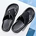 Abborora Men's Fashion Flip Flops Leather Slides Open Toe Comfort Outdoor Slippers Summer Fisherman Slip On Sandals for Men (Black,6.5)