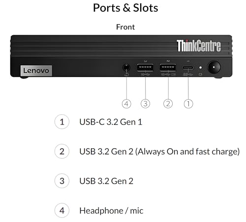 Image of Lenovo ThinkCentre M70q Mini PC, Intel Hexa-Core i5-12500T, Tiny 1L Business Desktop Computer, Office 365, 8GB DDR4 RAM, 256GB PCIe SSD, WiFi 6, Bluetooth 5.1, Raven Black, Win 11 Pro