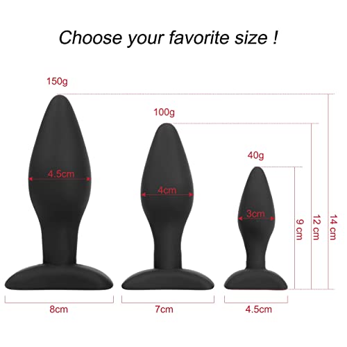Belmalia Erotisch Volwassen Speelgoed - 3X Anaalplug met Stabiele Voet, Siliconen Dildo Drievoudige Set Ø 30 Ø 40 Ø 45 mm, Butt-Plug Zwart - Afbeelding 3