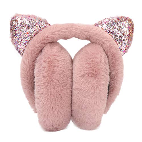 Oreillette Hiver Ski Femme Thermique Cache Oreille avec Oreille de Chat Casque Peluche Mignon Cache-oreilles Chaud d'hiver Coupe-vent Protège-Oreilles Fausse Fourrure Fille Bandeau Earwarmers Earmuffs