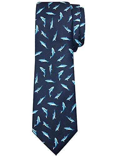 Jacob Alexander Men s Dolphin Pattern Regular Length Neck Tie - Navy Blue