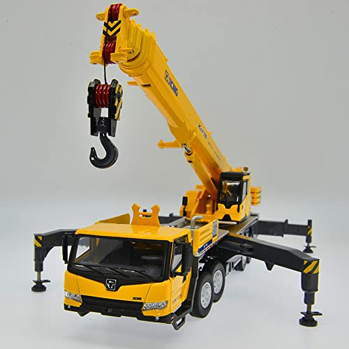 1:50 Scale Model Diecast Construction Machinery XCMG 75 tons Truck Crane Model Hoist Replica 2 Cab Open 4 Axles 360 Degree Swing Collection Gift Toys