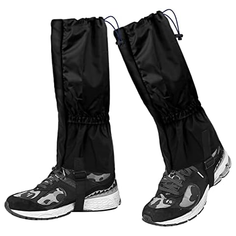 Yasmous Hiking Gaiters Lightweight Leg Gaiters Waterproof Adjustable Legging Snow Gaiters Durable Walking Climbing Gaiters Outdoor Activity Leg Cover Protect for Adult Men Women, 54x45cm (Black) Cover