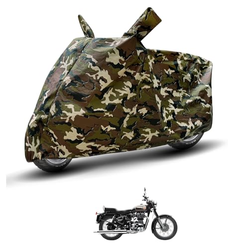 Image of Auto Hub Waterproof Bike Cover Compatible with RE Standard Bullet 350 Dustproof, UV Protection Two Wheeler Bike Standard Bullet 350 Cover - Army Print