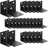 25 Stück 40x40x40mm L-Winkelverbinder mit Schlitzen, 2 mm starke schwarze Edelstahl-Winkel für Holzmöbel & Konstruktionen – Schwerlast-Metallwinkel 90 Grad, robuste Winkeleisen für Holzverbindungen