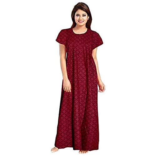 Sai Mode Femmes Coton Chemise De Nuit Vêtements De Nuit Vêtements De Nuit Maxi Costume De Nuit Doux Coton Imprimé (Multicolore) Cover
