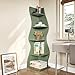 LITTLE TREE Small Corner Shelf, Modern 5-Tier Wall Corner Bookshelf, Stylish Bookcase Storage Rack for Small Space, Living Room, Bedroom