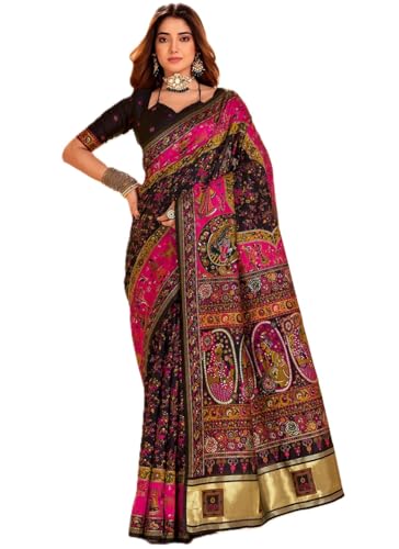 Image of Pandadi Saree Pashmina Silk Kashmiri Weaving Pallu Saree With Unstitched Blouse Piece
