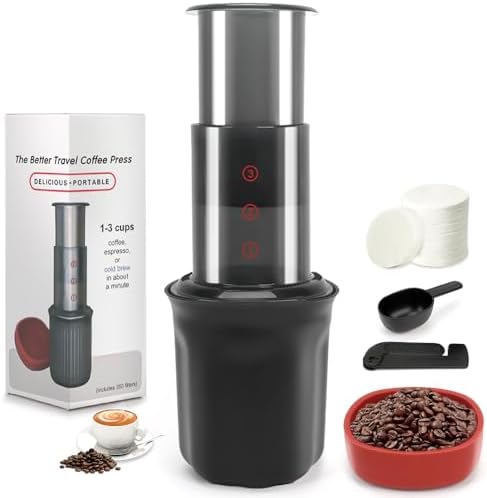 Cafeteira de Pressão Manual-O MéTodo de Preparação 3 Em 1, Cafeteira Portatil, Filtro para Café