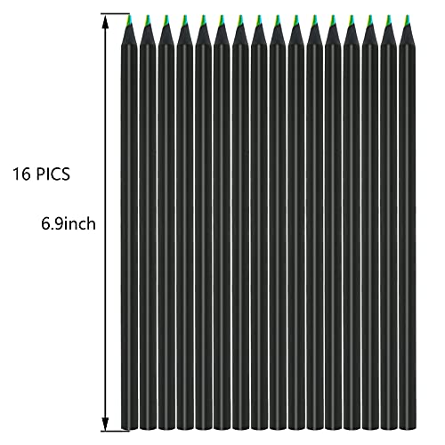 Tinnivi Art Supplies For Kids And Adults, 7 Color In 1 Black Wooden Rainbow Colored Pencils, Pre-Sharpened, Multicolored Core, With Sharpener, For Coloring Books, Drawing, Sketching (16Pcs) #TOP1