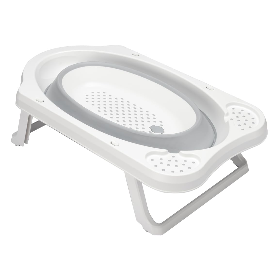 Keeeper Baignoire pliable pour bébé, pieds antidérapants, 48 x 82 x 23,5 cm, capacité 33 l, gris