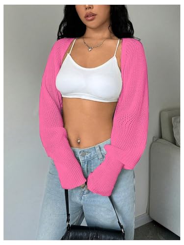 Image of GORGLITTER Women's Open Front Cropped Cardigan Bolero Sweater Lightweight Long Sleeve Shrug Knit Top
