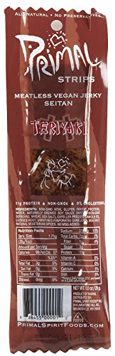 Primal Strips Meatless Jerky, Teriyaki Flavor- Pouches-1 oz, 24 Pack