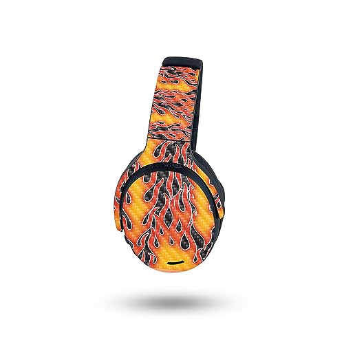 Image of MightySkins Carbon Fiber Skin Compatible with Skullcandy Crusher ANC 2 - Hot Flames | Protective, Durable Textured Carbon Fiber Finish | Easy to Apply