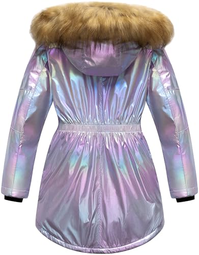 Image of CREATMO US Girl's Long Winter Warm Parka Sherpa Trimmed Collar Puffer Ski Jacket Coat