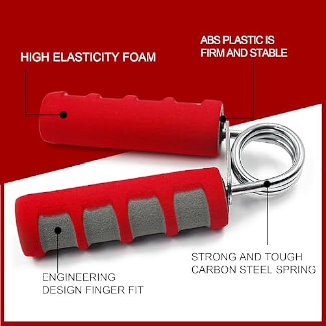 Hand Grip Strengthener Set,2 Pack Forearm exerciser, Finger Trainer,Hand Gripper- Soft Foam Hand Exerciser for Quickly Increasing Wrist Forearm and Finger Strength (Red)