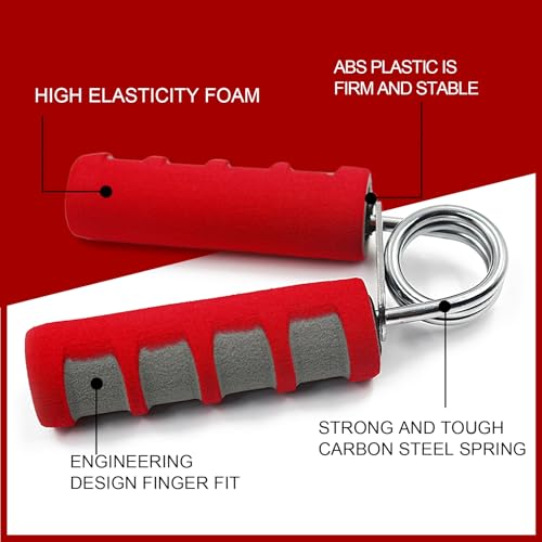 Image of Hand Grip Strengthener Set,2 Pack Forearm exerciser, Finger Trainer,Hand Gripper- Soft Foam Hand Exerciser for Quickly Increasing Wrist Forearm and Finger Strength (Red)
