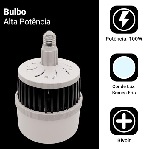 Lâmpada Led Bulbo 100w Alta Potência E27 E40 Bivolt Luz Frio