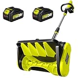 Litekon 40V Brushless Cordless Snow Shovel, 13-Inch Electric Snow Blower with 2 * 4.0Ah Batteries, with 16.5FT Throwing Distance for Patio, Green