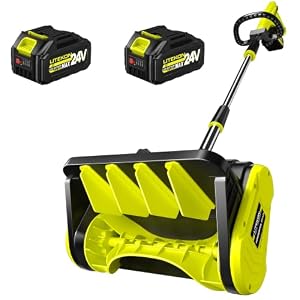 Litekon 40V Brushless Cordless Snow Shovel, 13-Inch Electric Snow Blower with 2 * 4.0Ah Batteries, with 16.5FT Throwing Distance for Patio, Green