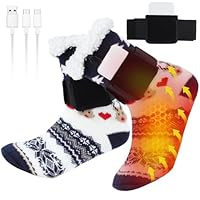 Jhua Heated Socks for Women Men, Electric Heated Fuzzy Slipper Socks Women Winter Heating Christmas Socks Foot Warmer for Home Office Cold Feet Plantar Fasciitis Achilles Tendinitis
