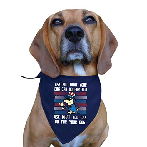 Ask Not What Your Dog Can Do for You - Doggie Bandana for Your Best Friend, Colorful Punny Dog Patriotic Bandana 4th of July