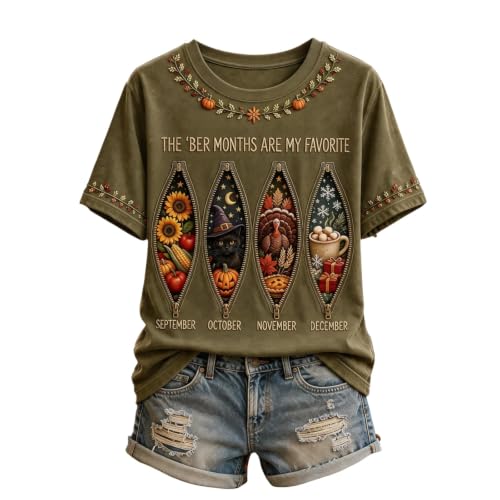Womens Halloween Shirts Crew Neck I'm Ready for the Ber Months Print Shirt - image 1