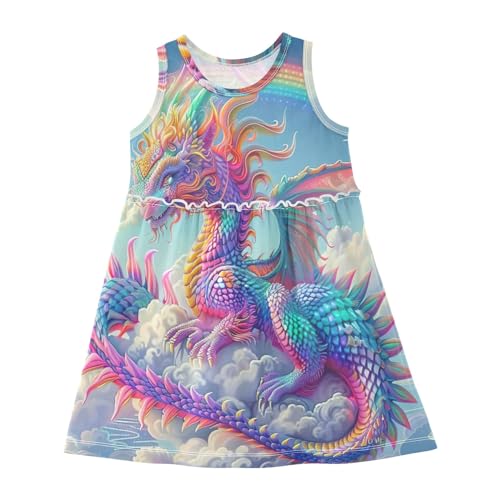 CHIFIGNO Girls' Dresses Sleeveless Crewneck Summer Beach Dress Kids Clothes Holiday Dresses 2-8T