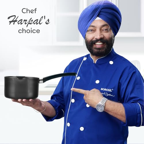 Image of Borosil 2.5 L (18 cm) Hard Anodized Spout Sauce Pan | Aluminium Grade 3003 | Glossy Exterior & Matt Interior | Even Heat Distribution | Easy to Clean | 5 Years Warranty