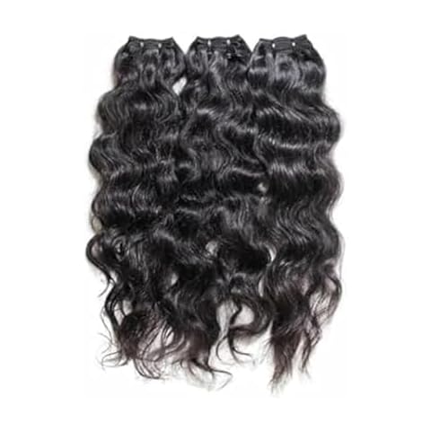 N12 Products Raw Indian Virgin Human Hair Extensions Natural Wavy Bundles for Women's – Single Donor, Unprocessed Double Weft Bundle Deals (Natural Black, 3 Bundles of 10 inch) Cover