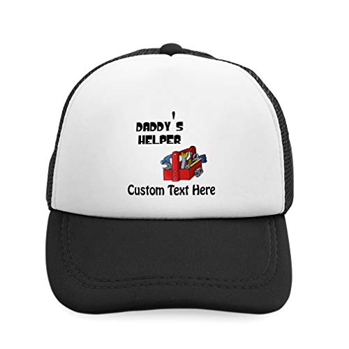 Custom Kids Trucker Hat Picture Tools' Box Black Daddy's Helper Dad Father's Day