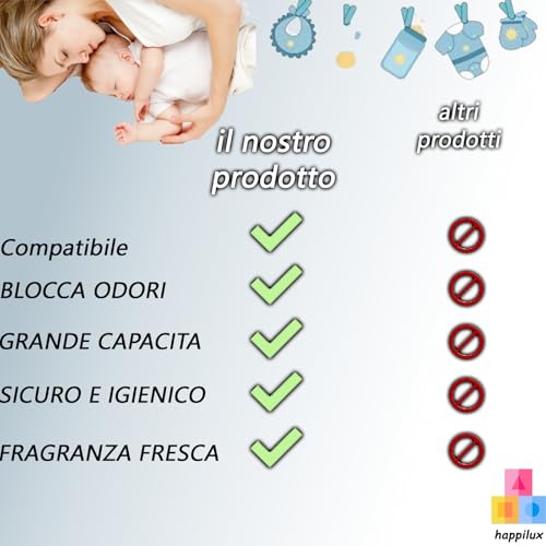 happilux - Recarga para contenedor de pañales, cajas compatibles con Angelcare, Foppapedretti, Maialino, Diaper Genie - Litter Locker 4 recambios para contenedor de pañales ecológico y antiolor - imagen 9